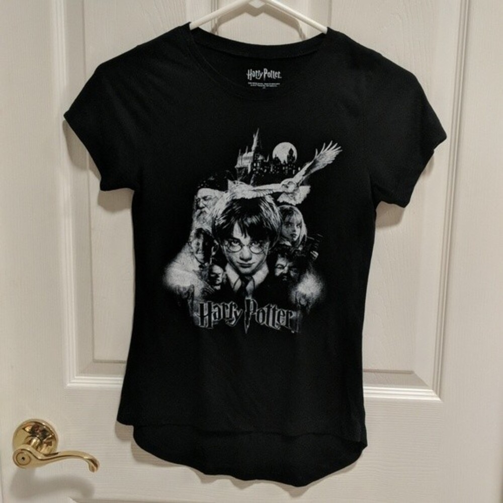 Harry Potter Women's Black Short Sleeve Graphic Fitted Tee Size XS